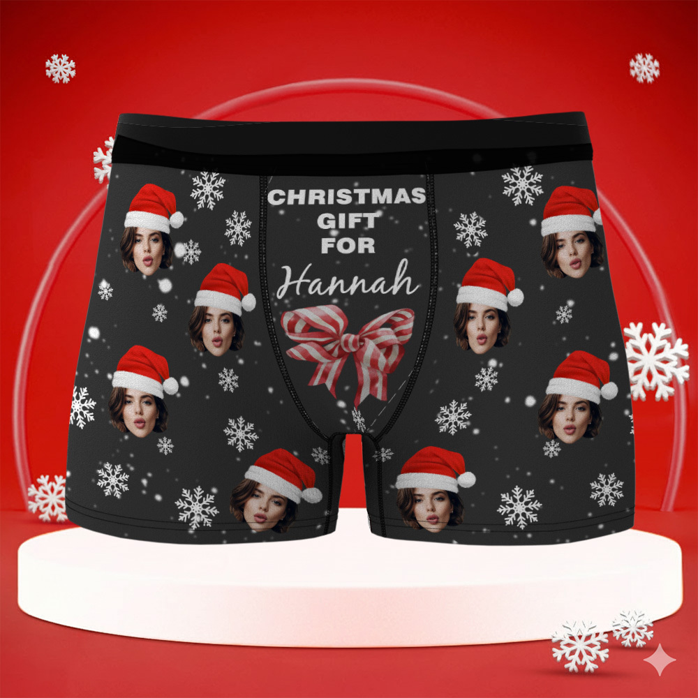 Custom Christmas Men Boxers with Face, Funny Personalized Underwear Gift for Boyfriend, Husband, or Couples - PhotoBoxer