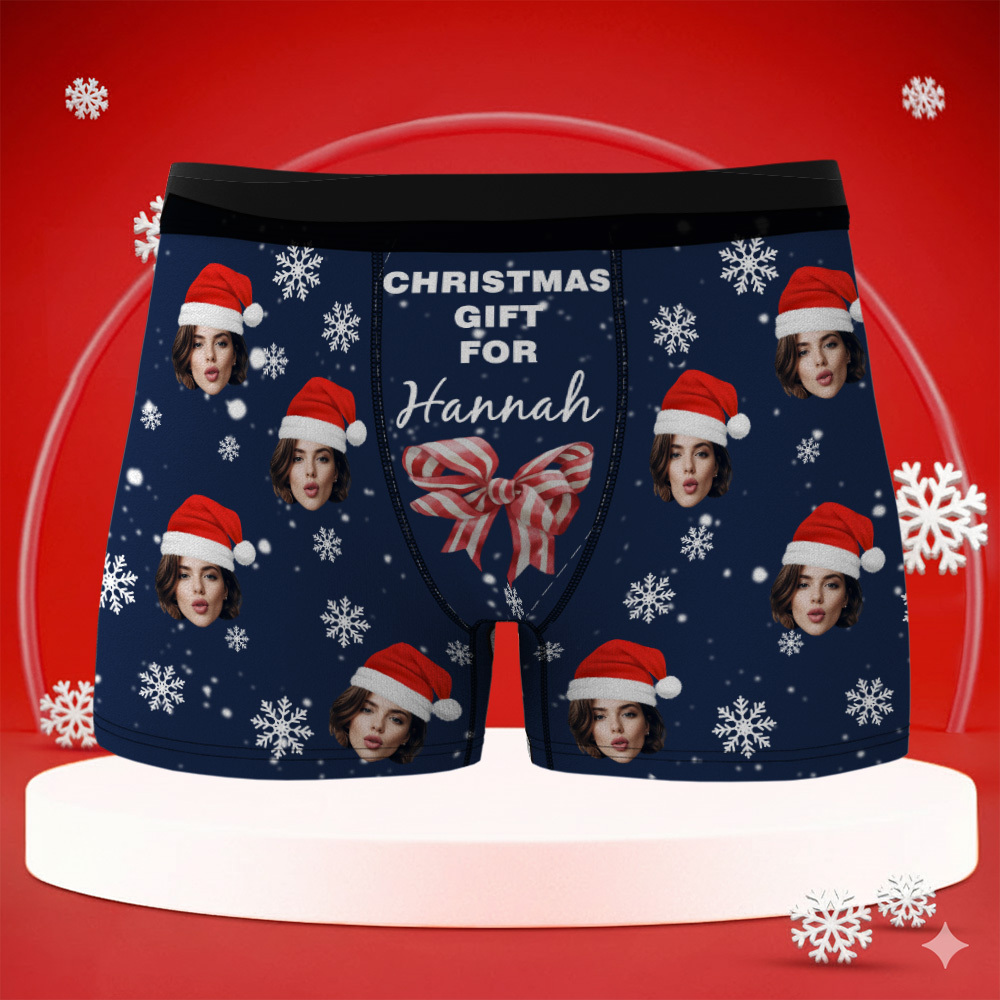 Custom Christmas Men Boxers with Face, Funny Personalized Underwear Gift for Boyfriend, Husband, or Couples - PhotoBoxer
