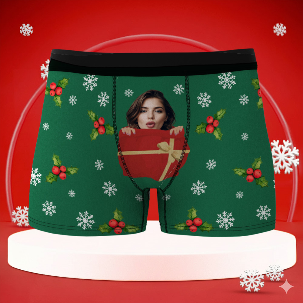 Custom Christmas Men Boxers with Face, Funny Personalized Underwear Gift for Boyfriend or Husband