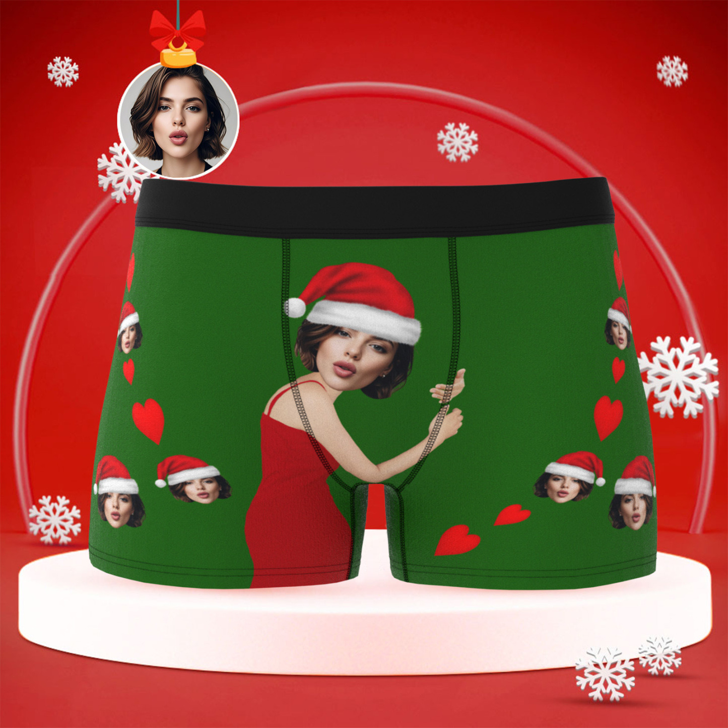 Personalized Christmas Men Boxers with Face, Funny Personalized Underwear Gift for Boyfriend, Husband, or Couples - PhotoBoxer