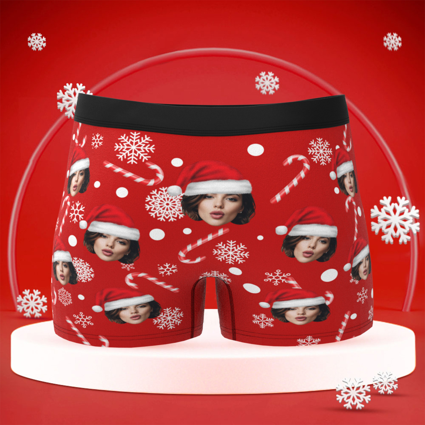 Personalized Christmas Men Boxers with Face, Funny Personalized Underwear Gift for Boyfriend, Husband, or Couples - PhotoBoxer
