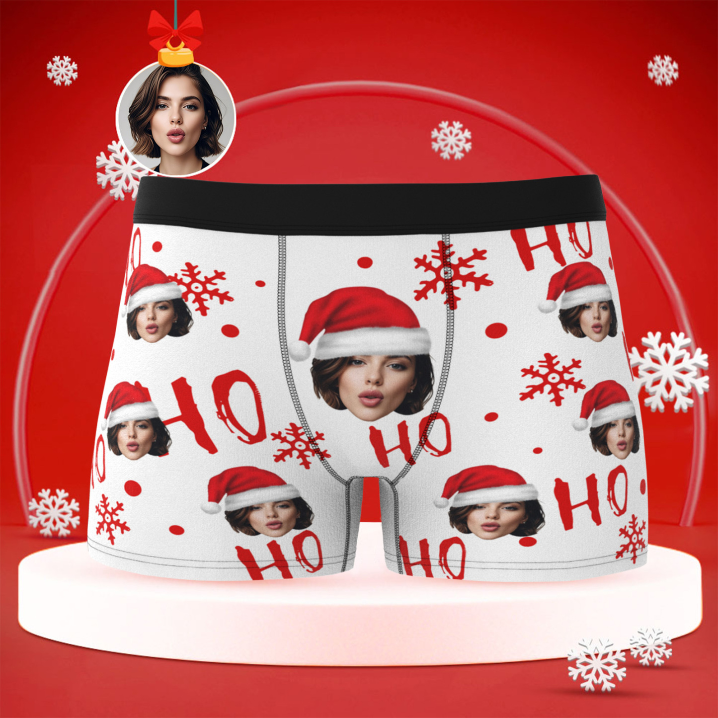 Custom Christmas Men Boxers with Face Best Gift for Boyfriend, Husband, or Couples - PhotoBoxer