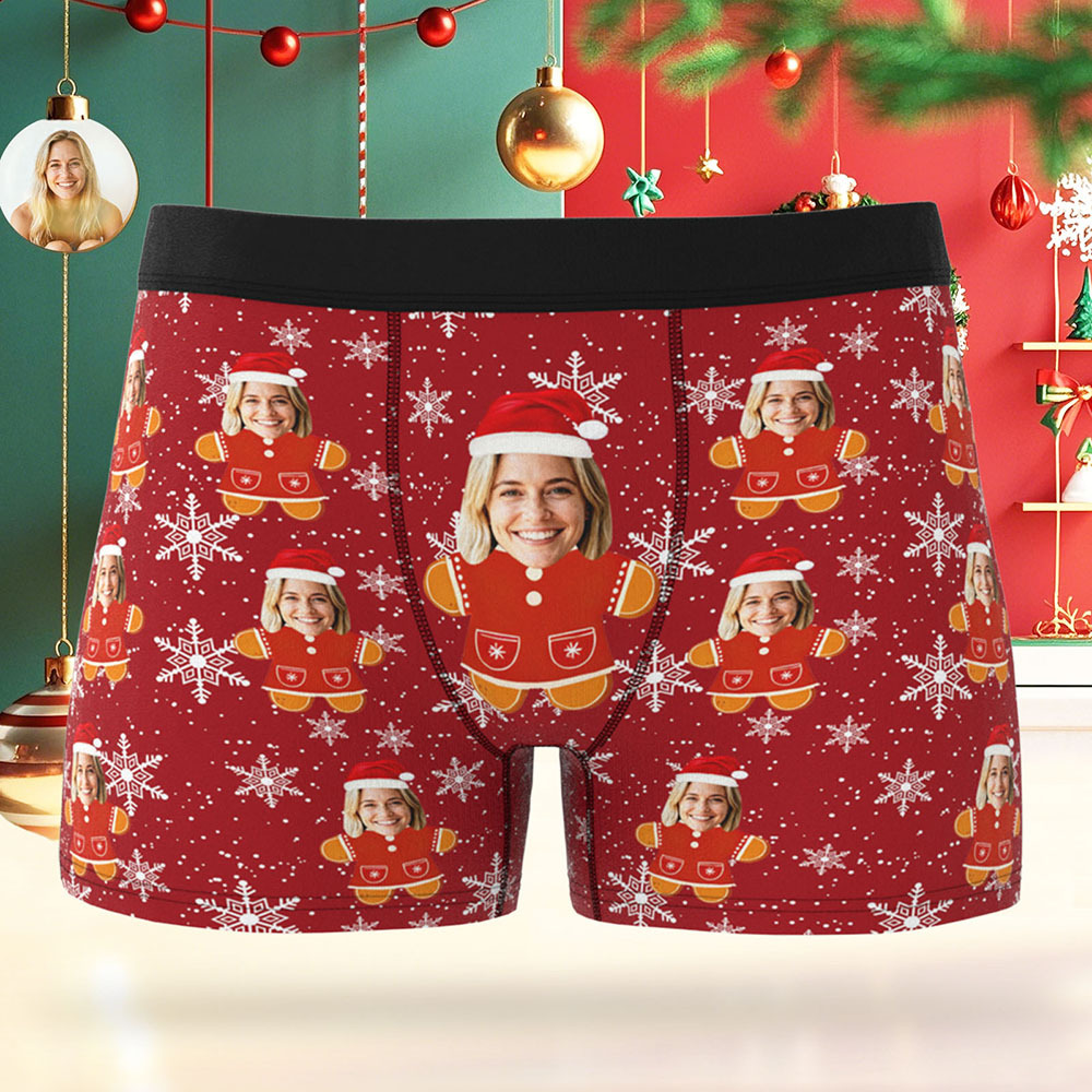 Personalized Multiple Patterns Christmas Men Boxers with Face, Funny Personalized Underwear Gift for Boyfriend, Husband, or Couples - PhotoBoxer
