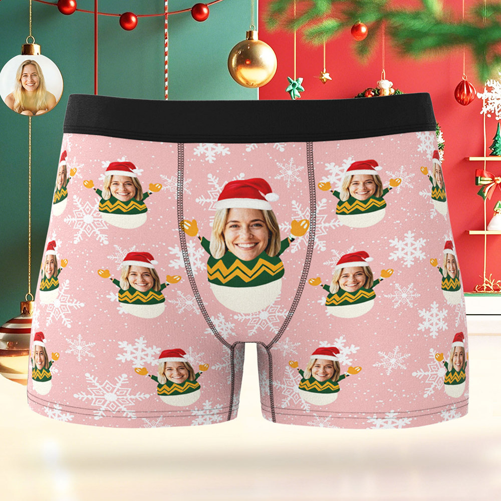 Personalized Multiple Patterns Christmas Men Boxers with Face, Funny Personalized Underwear Gift for Boyfriend, Husband, or Couples - PhotoBoxer