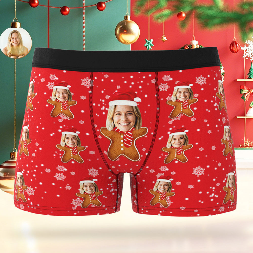 Personalized Multiple Patterns Christmas Men Boxers with Face, Funny Personalized Underwear Gift for Boyfriend, Husband, or Couples - PhotoBoxer