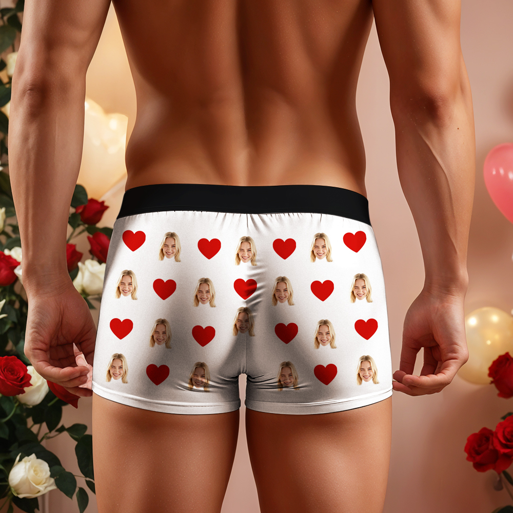 Personalized Face Man Underwear Custom Anniversary,Birthday,Valentines Day Gift for Him,Boyfriend - PhotoBoxer