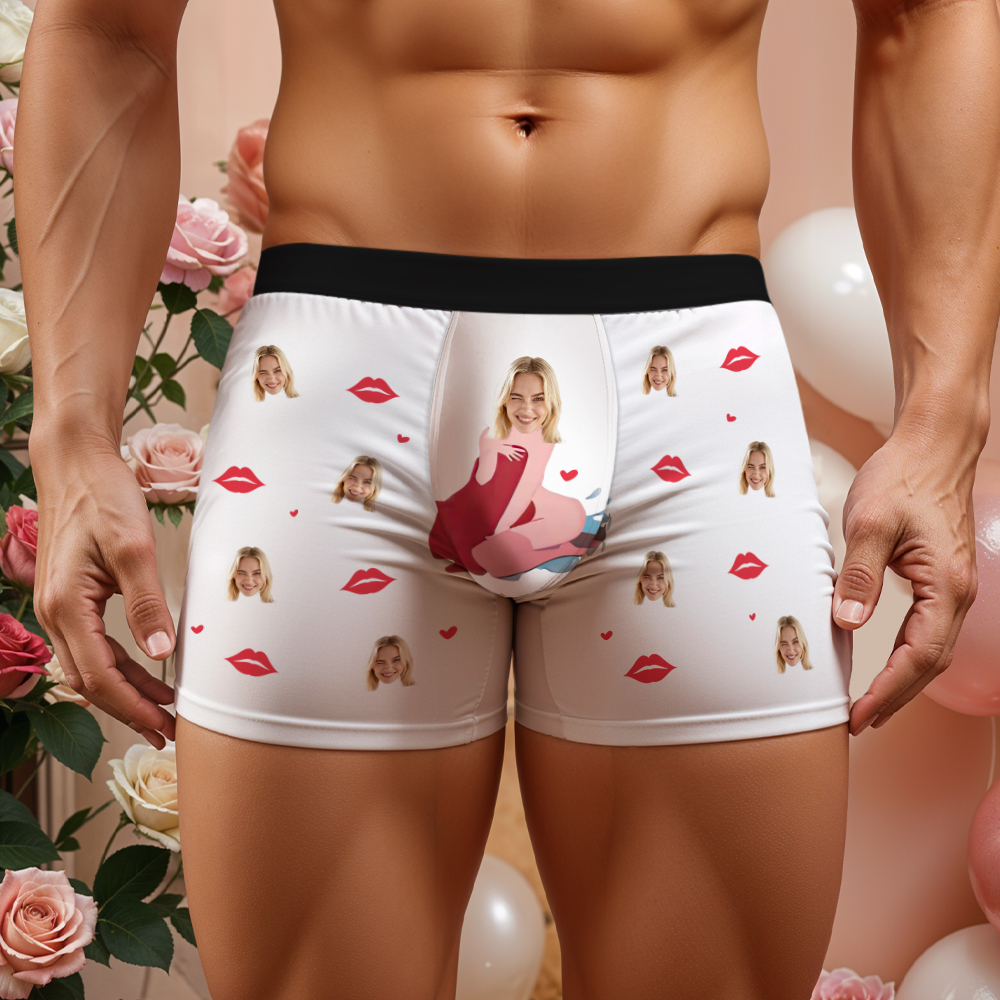 Custom Face Man Underwear, Personalized Anniversary,Birthday,Valentines Day Gift for Him,Boyfriend, Best Gift for Him - PhotoBoxer