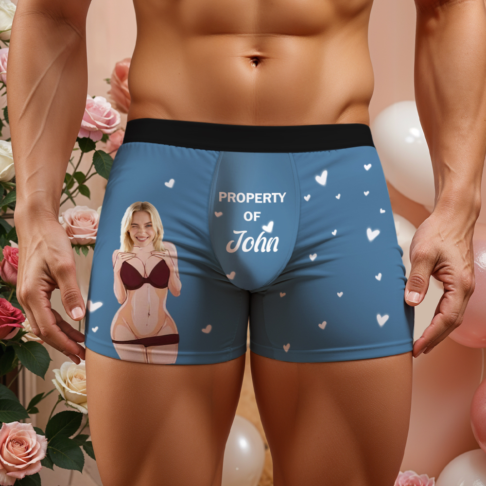 Personalized Face Man Underwear Custom Anniversary,Birthday,Valentines Day Gift for Him,Boyfriend - PhotoBoxer
