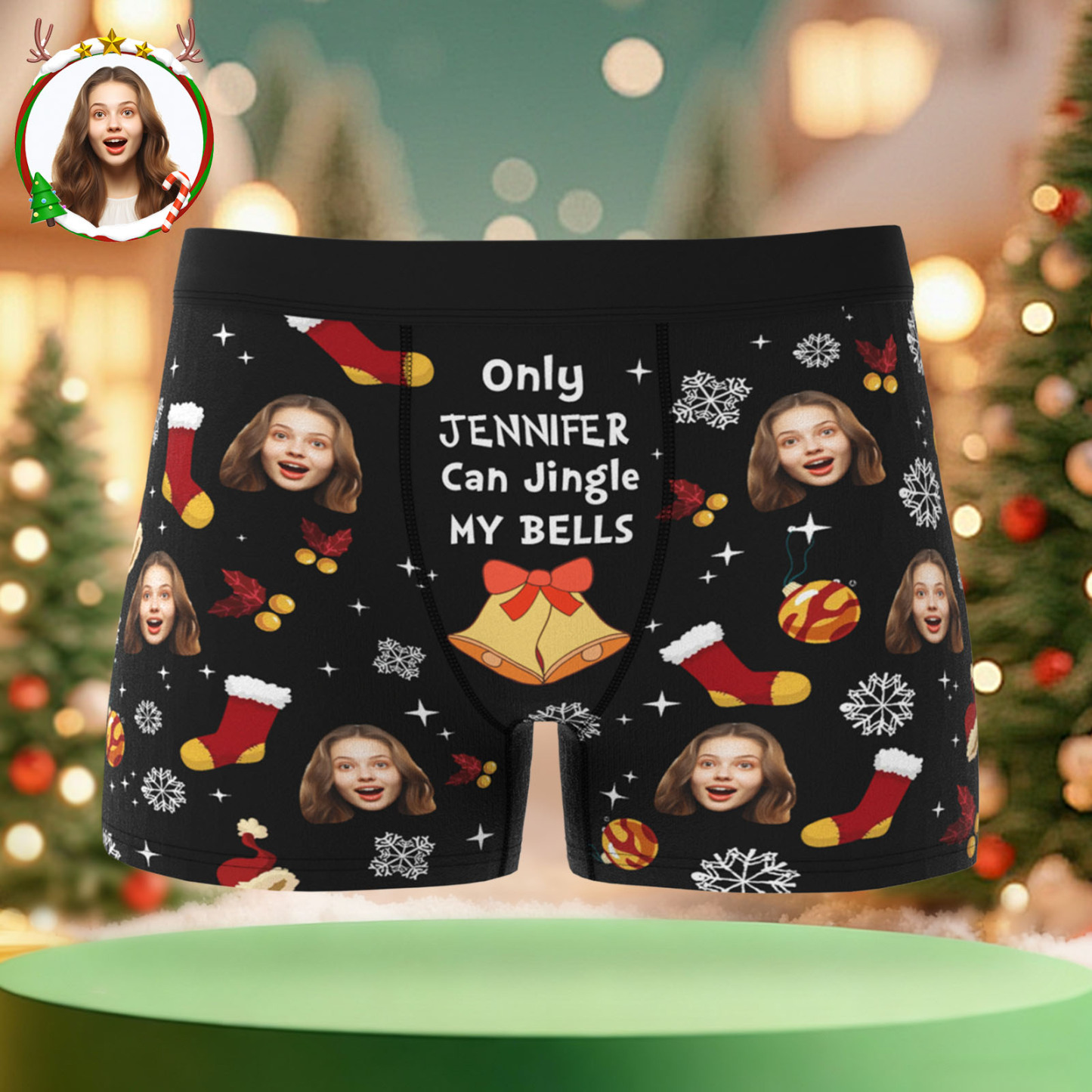 Custom Christmas Men Boxers with Face, Funny Personalized Underwear Gift for Boyfriend or Husband - PhotoBoxer