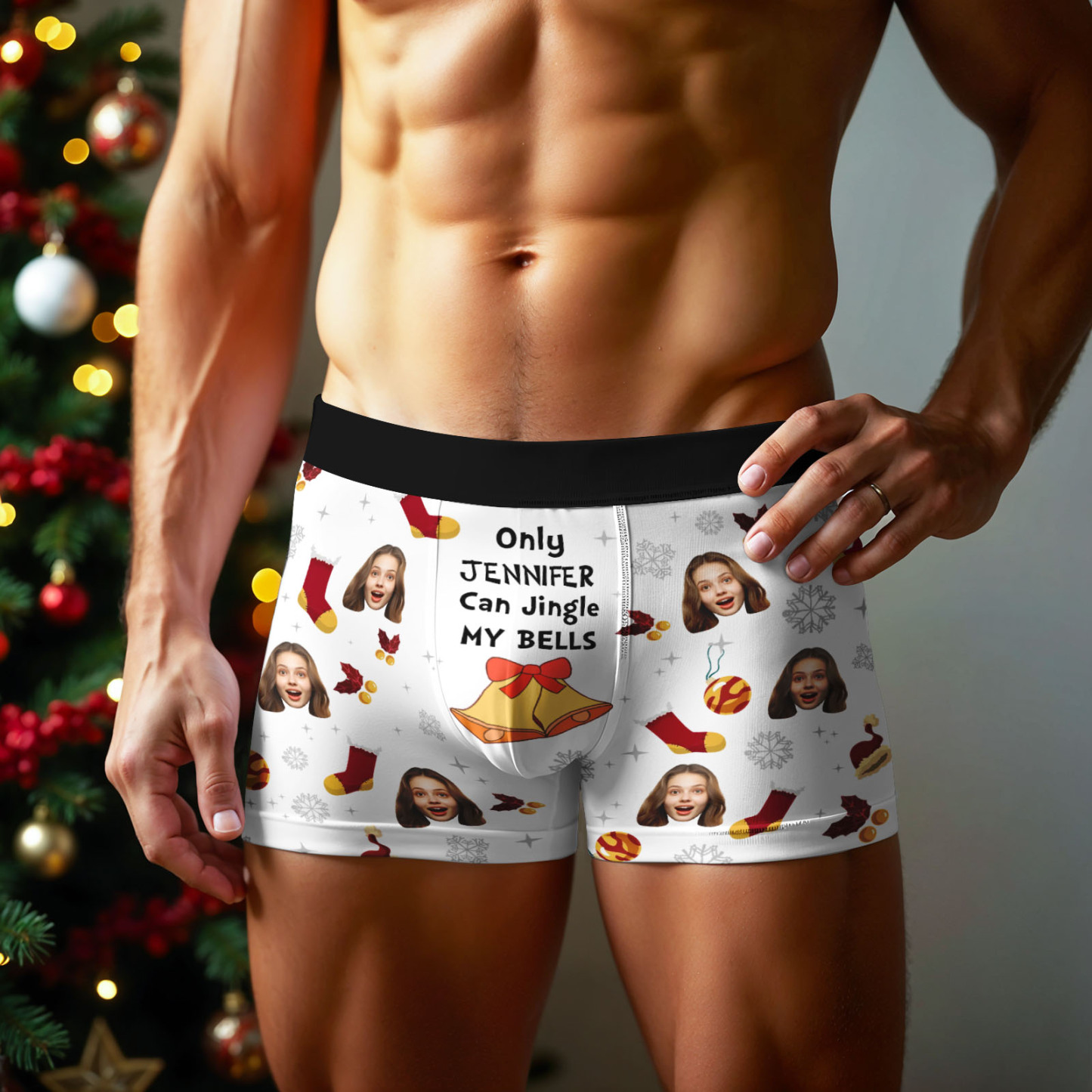 Custom Christmas Men Boxers with Face, Funny Personalized Underwear Gift for Boyfriend or Husband - PhotoBoxer