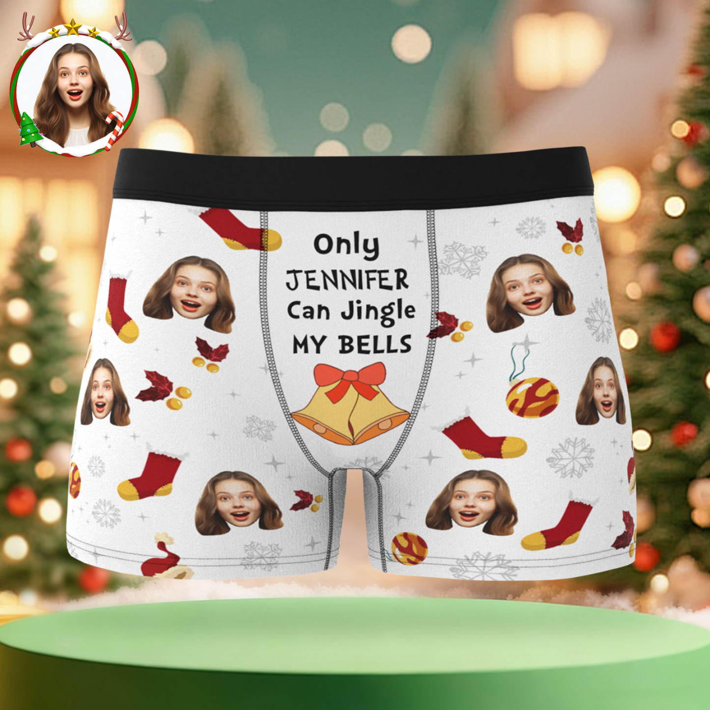 Custom Christmas Men Boxers with Face, Funny Personalized Underwear Gift for Boyfriend or Husband - PhotoBoxer