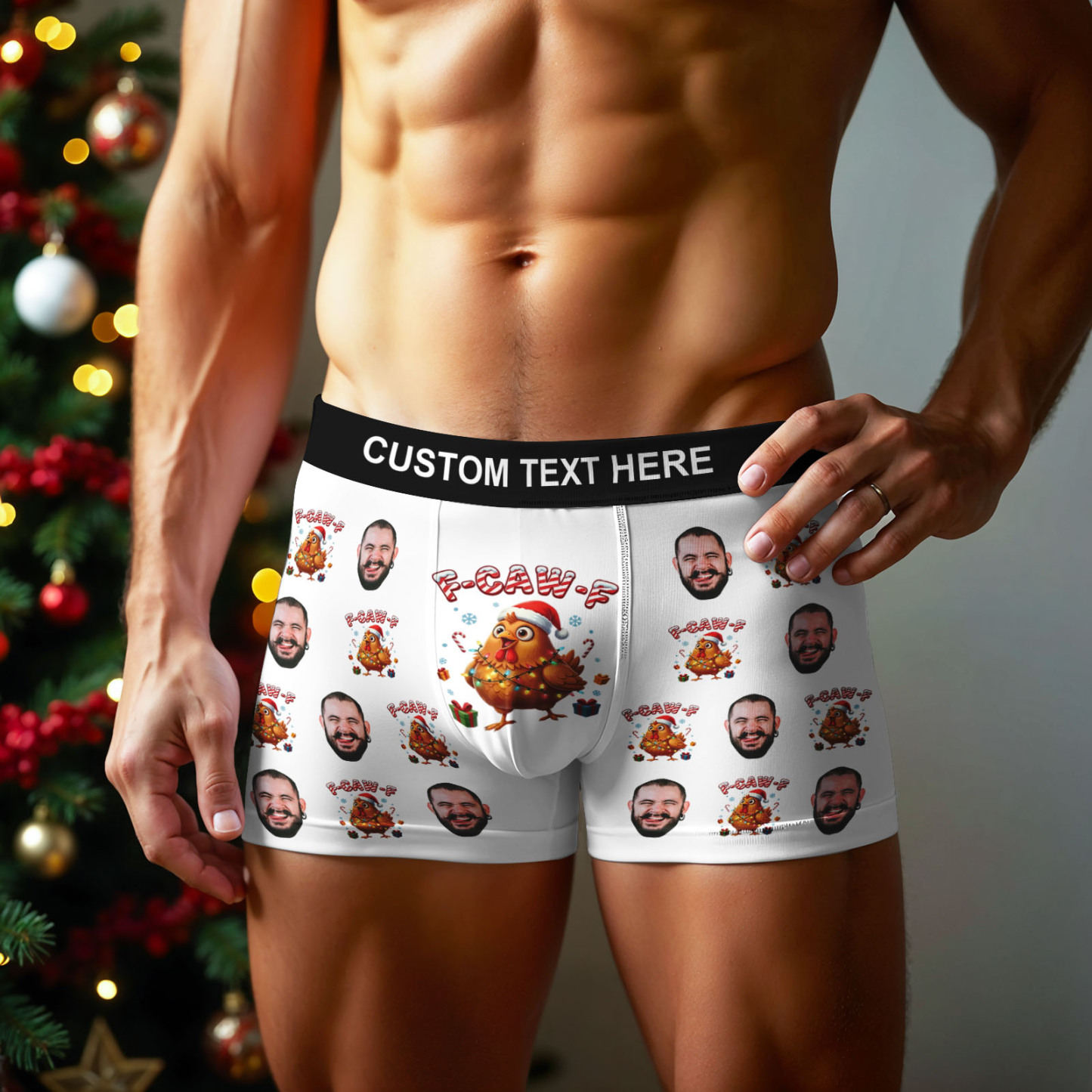 Custom Christmas F-CAW-F Boxer Briefs Cheeky Christmas Custom Boxers Best Gift for Him - PhotoBoxer