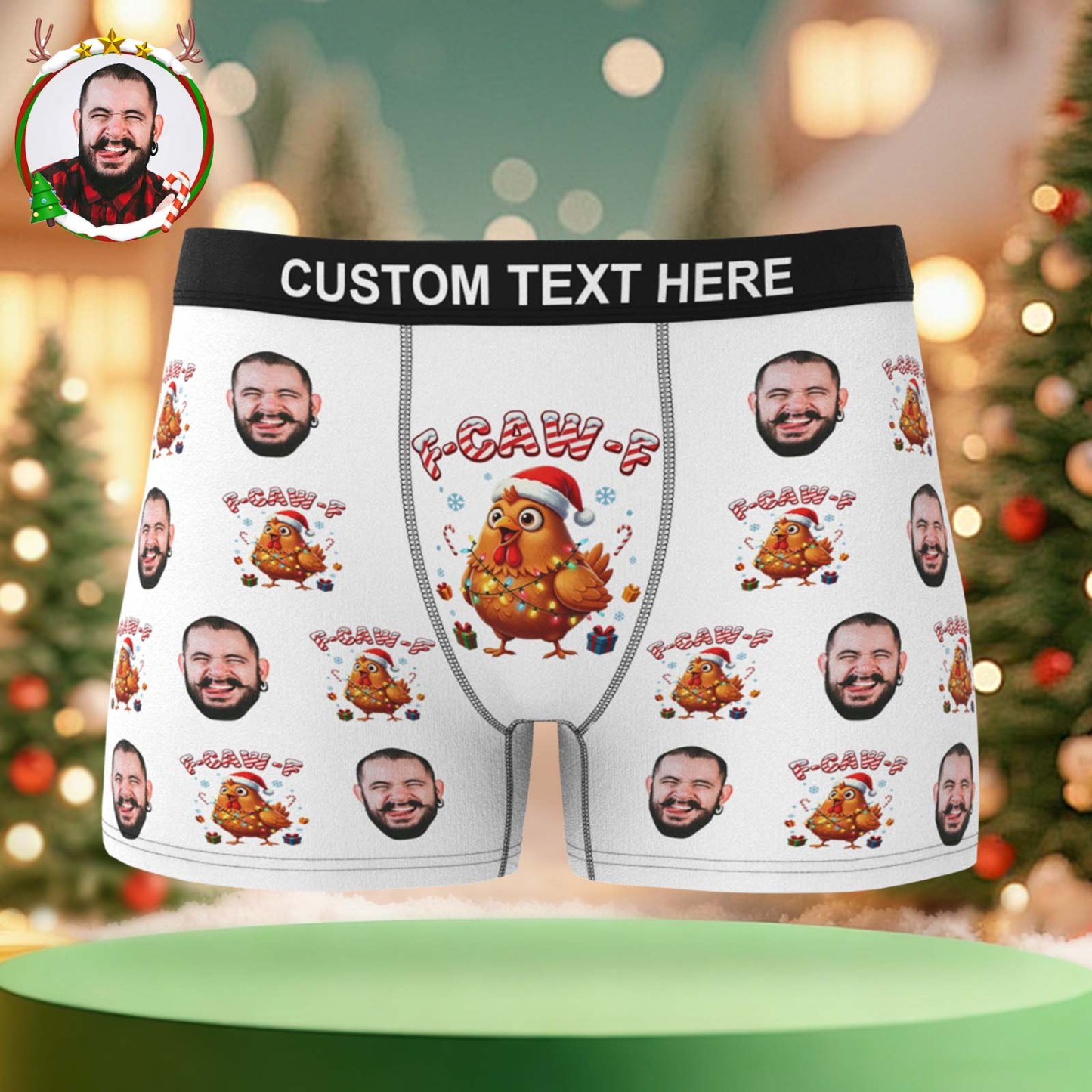 Custom Christmas F-CAW-F Boxer Briefs Cheeky Christmas Custom Boxers Best Gift for Him - PhotoBoxer