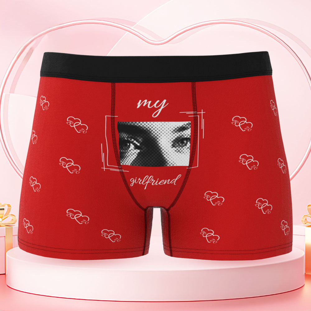 Your Eyes on His Underwear, Personalized Men’s Boxer Briefs, Personalized Boxer with Custom Eyes Print, Fun Romantic Gift for Boyfriend