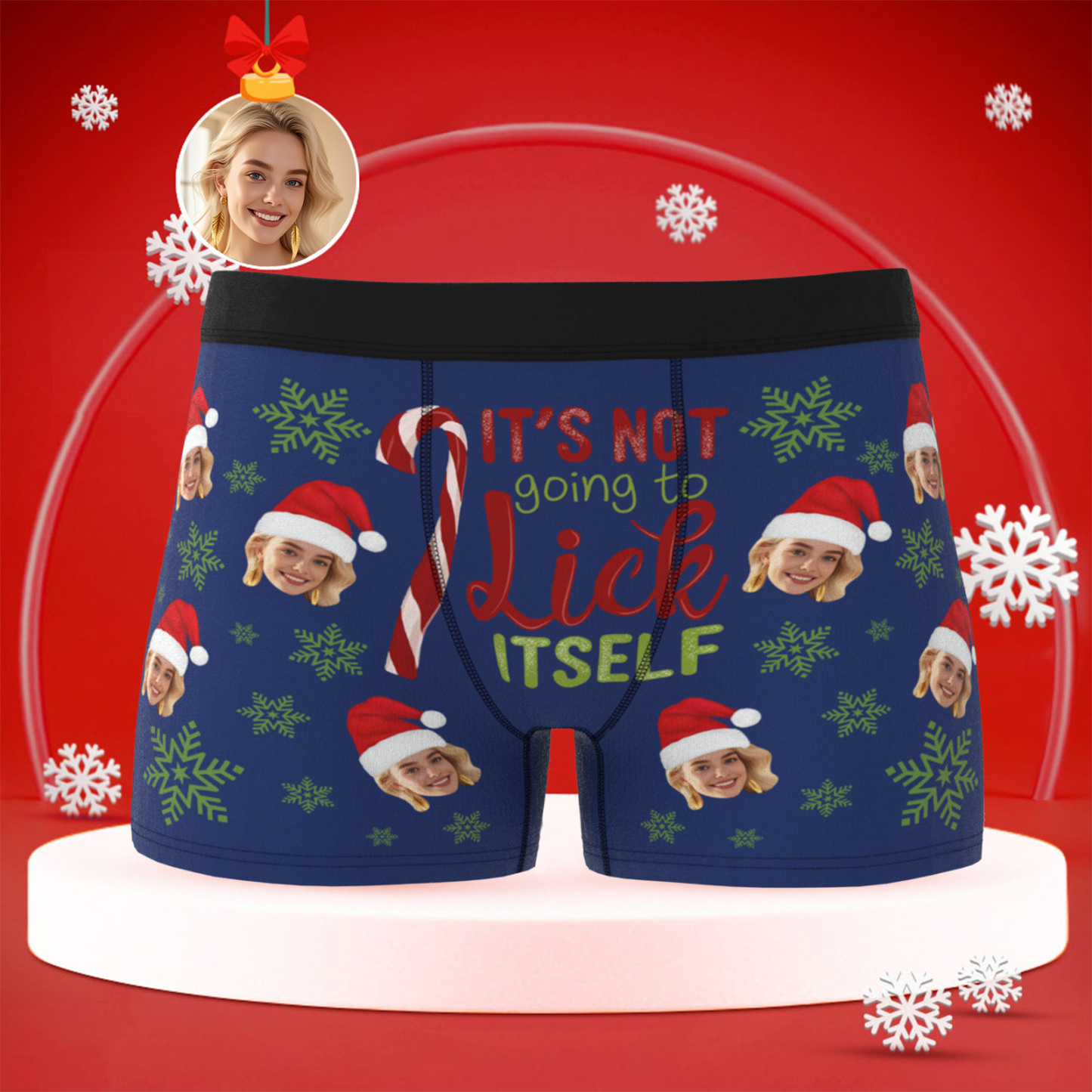 Custom Christmas Men Boxers with Face, Funny Personalized Underwear Gift for Boyfriend or Husband - PhotoBoxer
