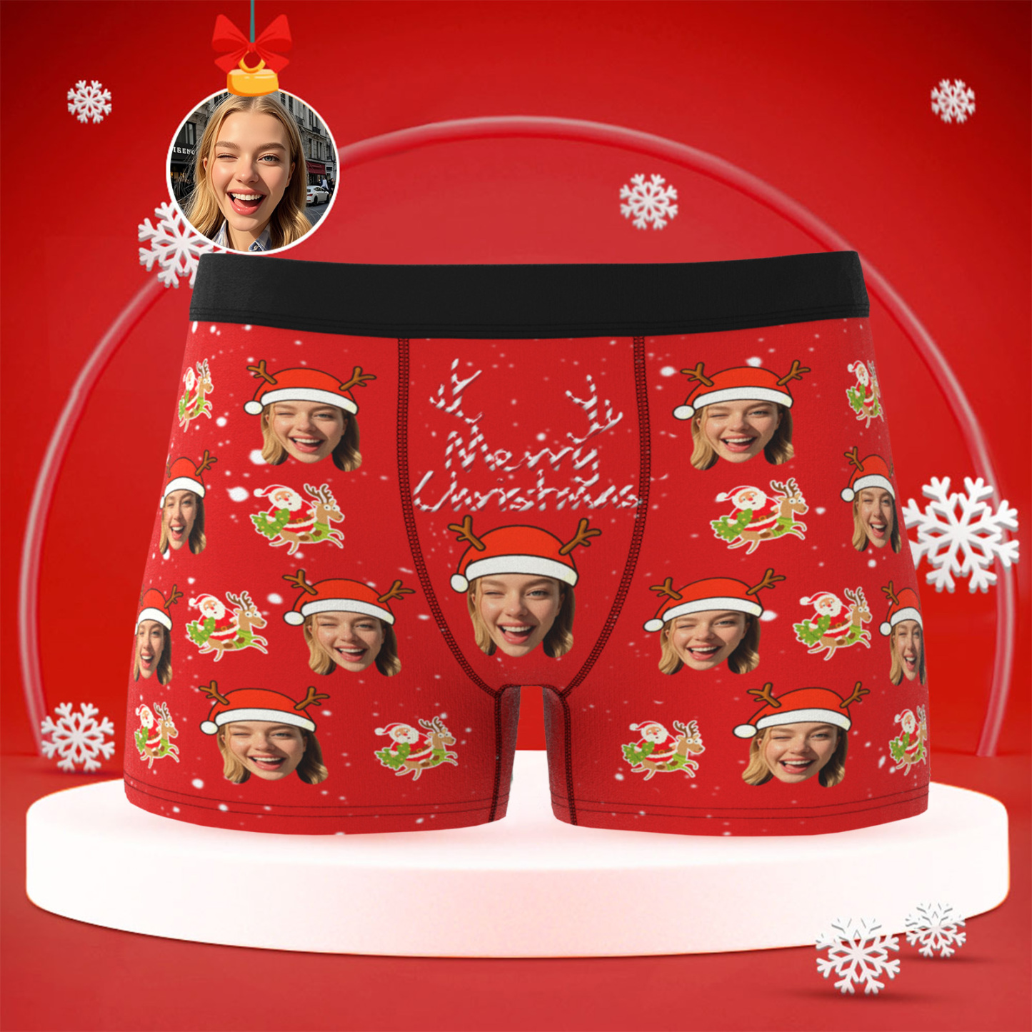 Personalized Photo Underwear, Funny Custom Face Men Boxer Briefs, Gift for Him as Christmas/Valentine's Day Gift - PhotoBoxer