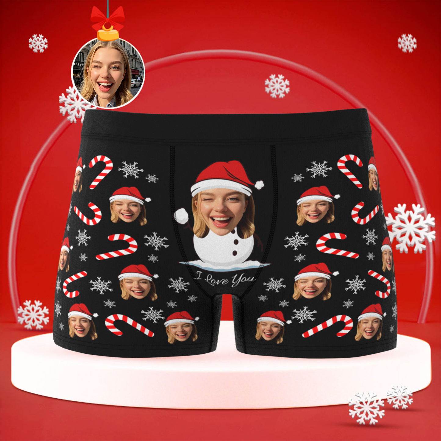 Personalized Christmas Men Boxers with Face, Funny Personalized Underwear Gift for Boyfriend, Husband, or Couples - PhotoBoxer