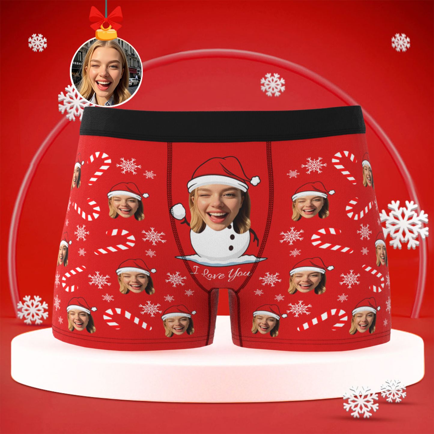 Personalized Christmas Men Boxers with Face, Funny Personalized Underwear Gift for Boyfriend, Husband, or Couples - PhotoBoxer