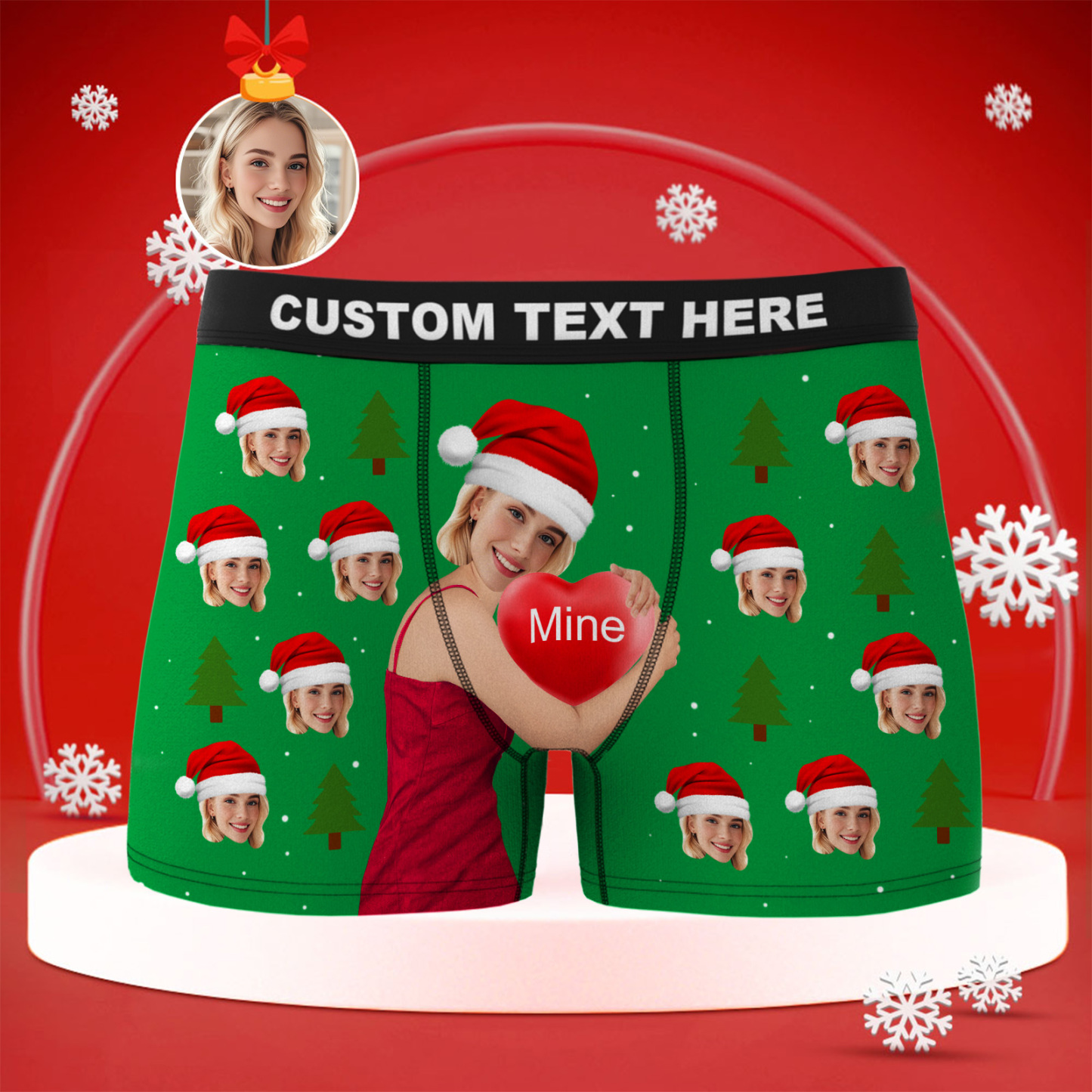 Custom Christmas Face Boxer Briefs, Funny Personalized Gift, Best Holiday Gift for Boyfriend, Husband, or Couples