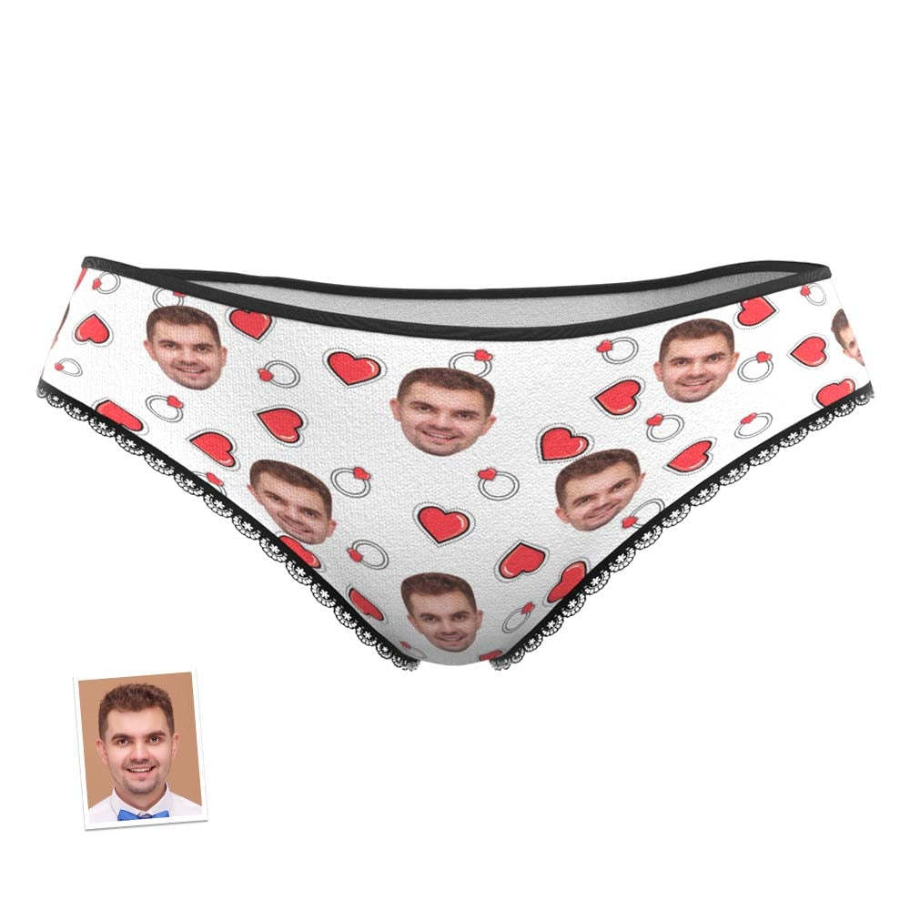 Custom Face Women's Panties Personalised Photo Lingerie Heart And Ring Gifts For Her