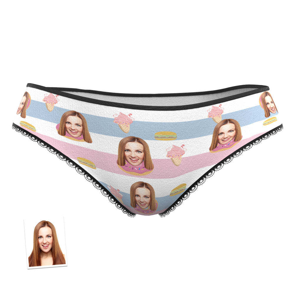 Custom Face Women's Panties Personalised Photo Kawaii Pastel Lingerie Gifts For Her