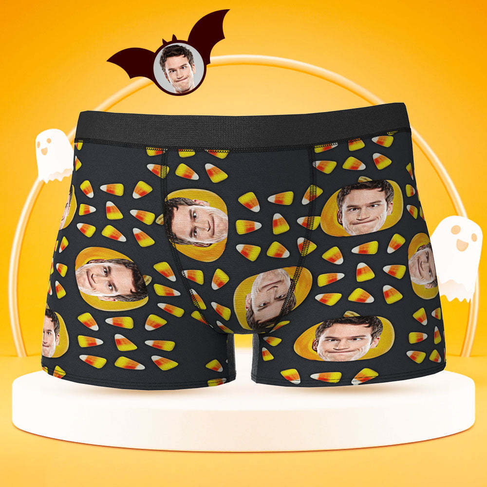 Custom Face Boxer Briefs Personalised Pumpkin Men's Boxer Shorts Halloween Corn Gift For Men