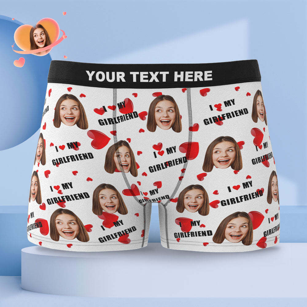 Custom Face Boxer Briefs Personalised Men's Boxer Shorts Gift For Men - I Love My Girlfriend