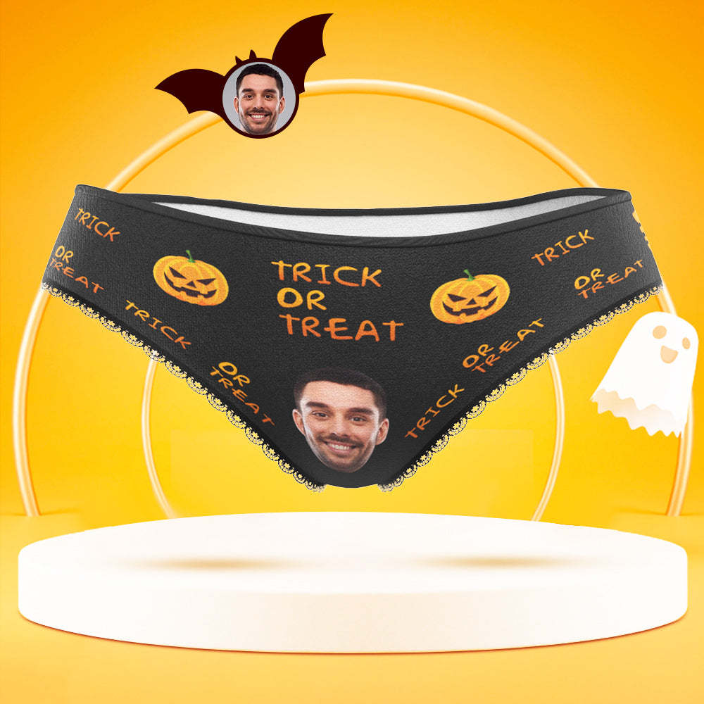 Custom Face Panties Personalised Pumpkin Women's Underwear Halloween Gift - Trick Or Treat