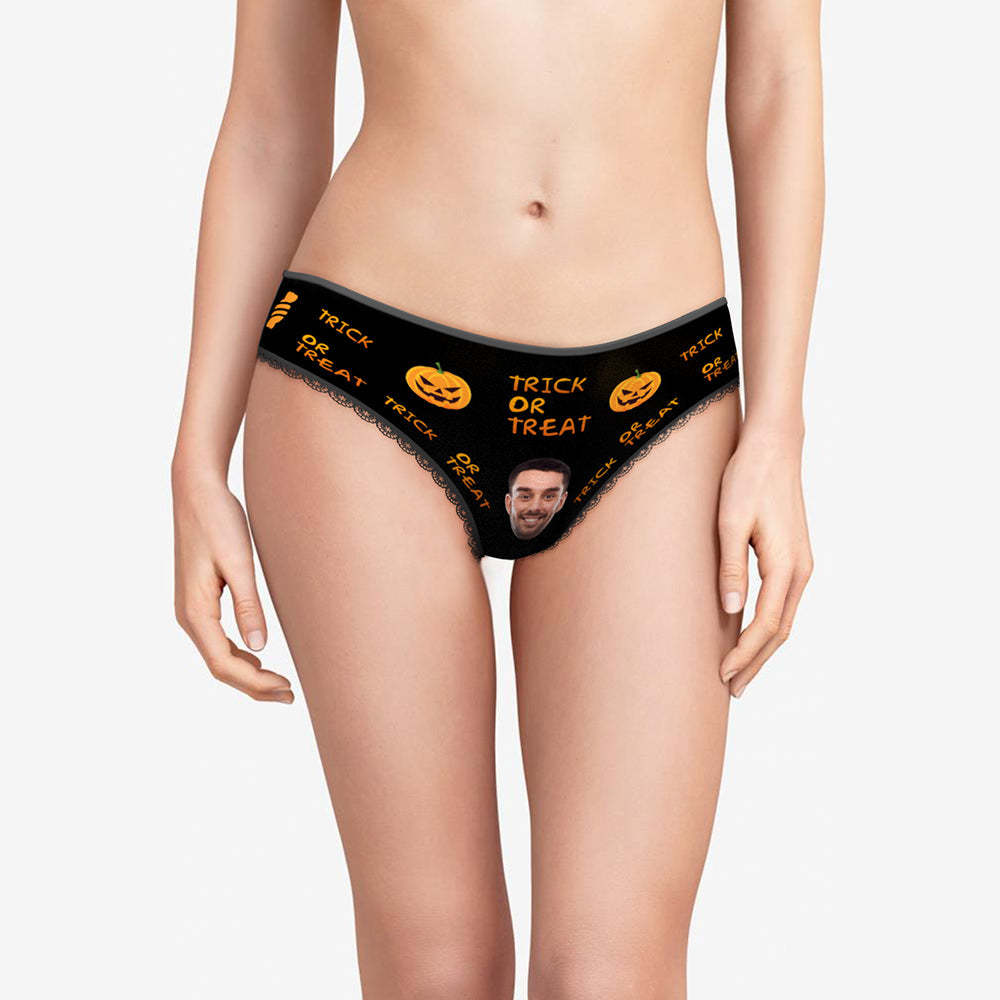 Custom Face Panties Personalised Pumpkin Women's Underwear Halloween Gift - Trick Or Treat