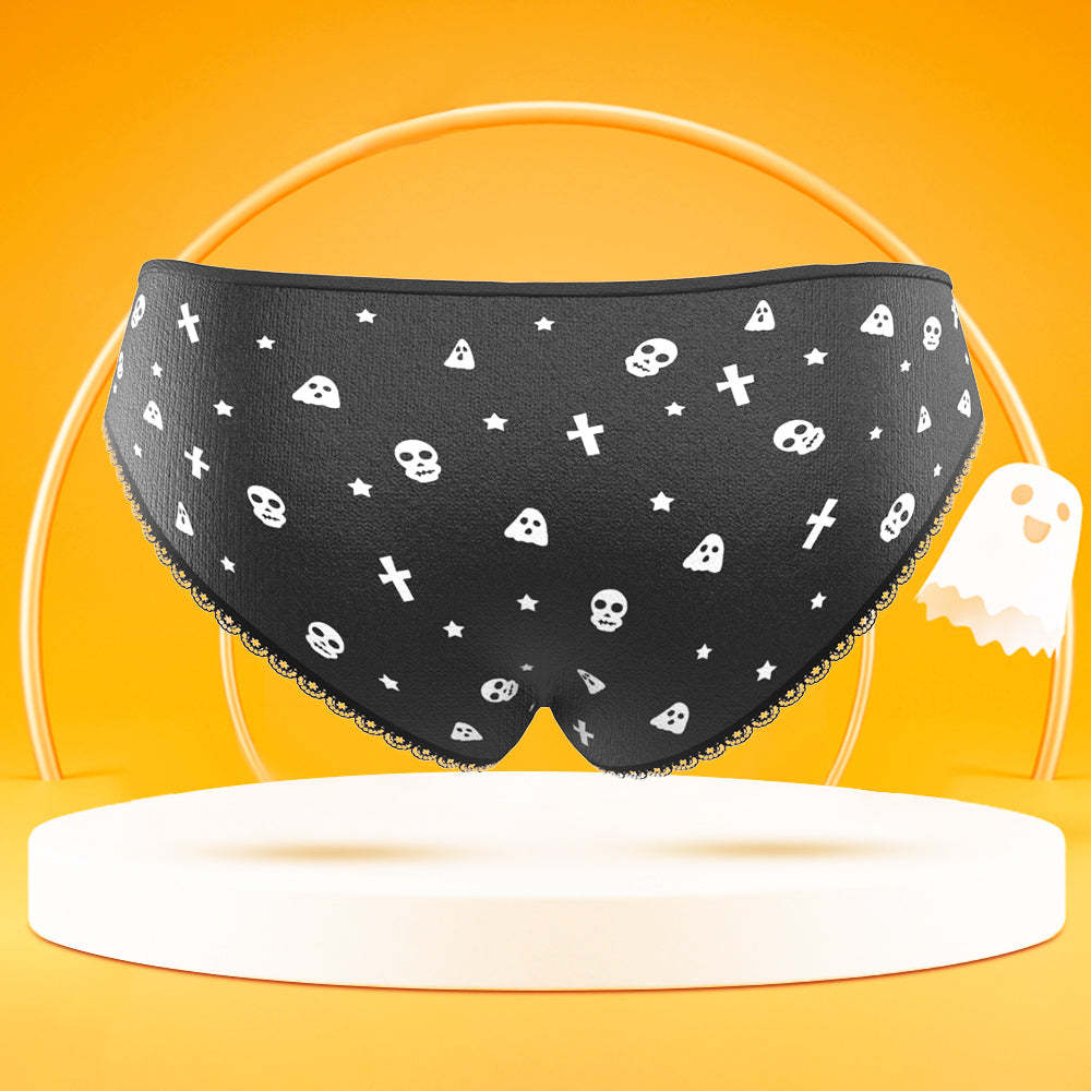 Custom Face Panties Personalised Photo Ghost Skulls Women's Underwear Halloween Gift