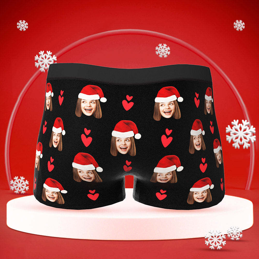 Custom Face Boxers Briefs Men's Shorts With Girlfriend Photo Christmas Gifts - Love