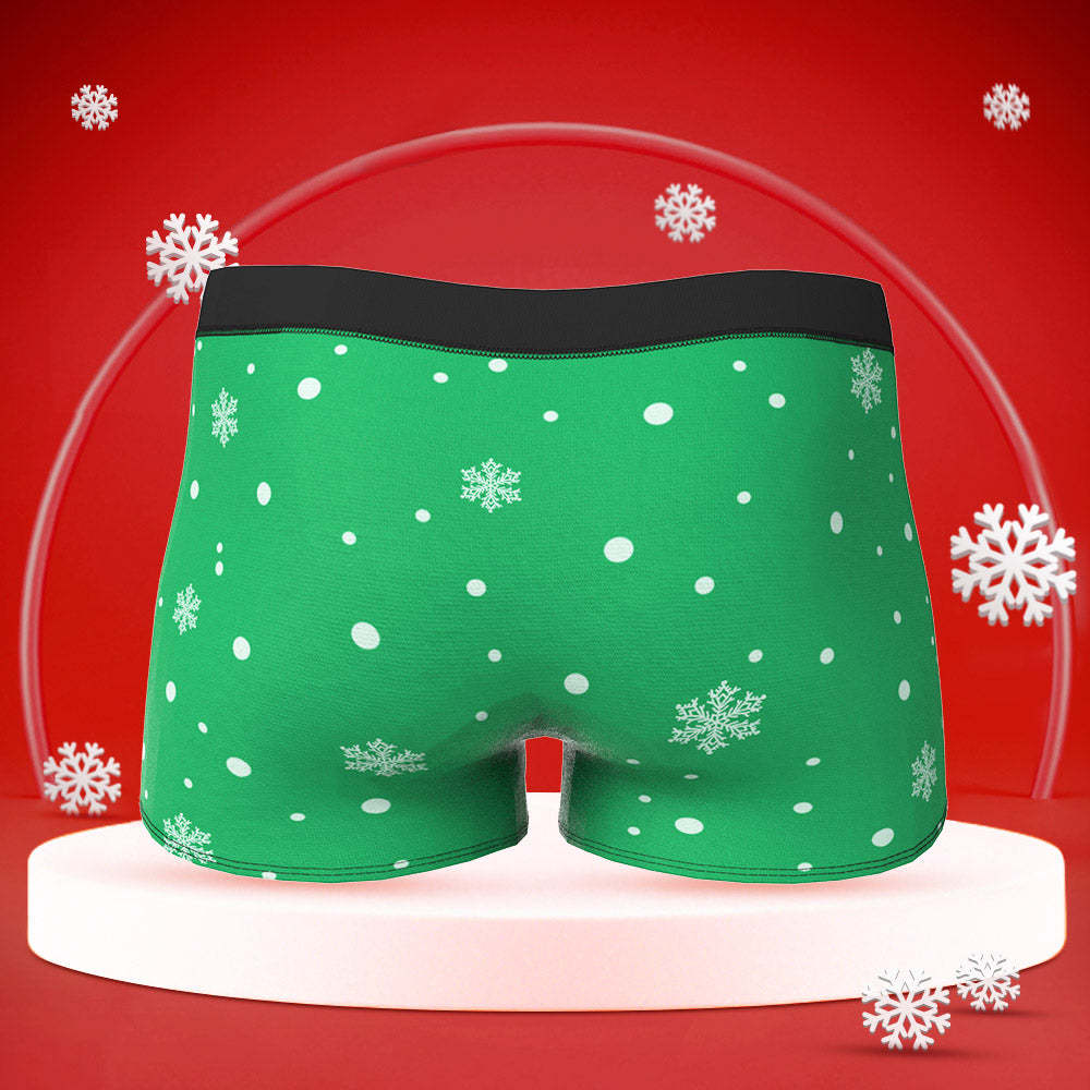 Custom Face Boxers Briefs Men's Shorts With Girlfriend Photo Merry Christmas
