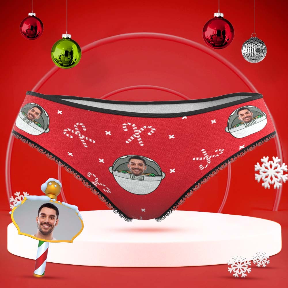 Custom Face Underwear Personalized Women Panties With Photo Christmas Gifts Red
