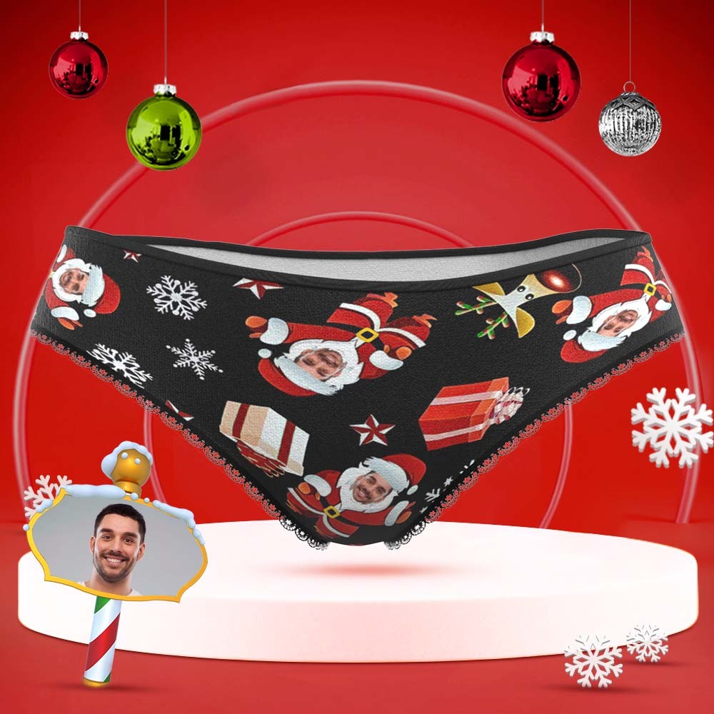 Custom Face Underwear Personalized Women Panties With Photo Santa Snowman Christmas Gifts