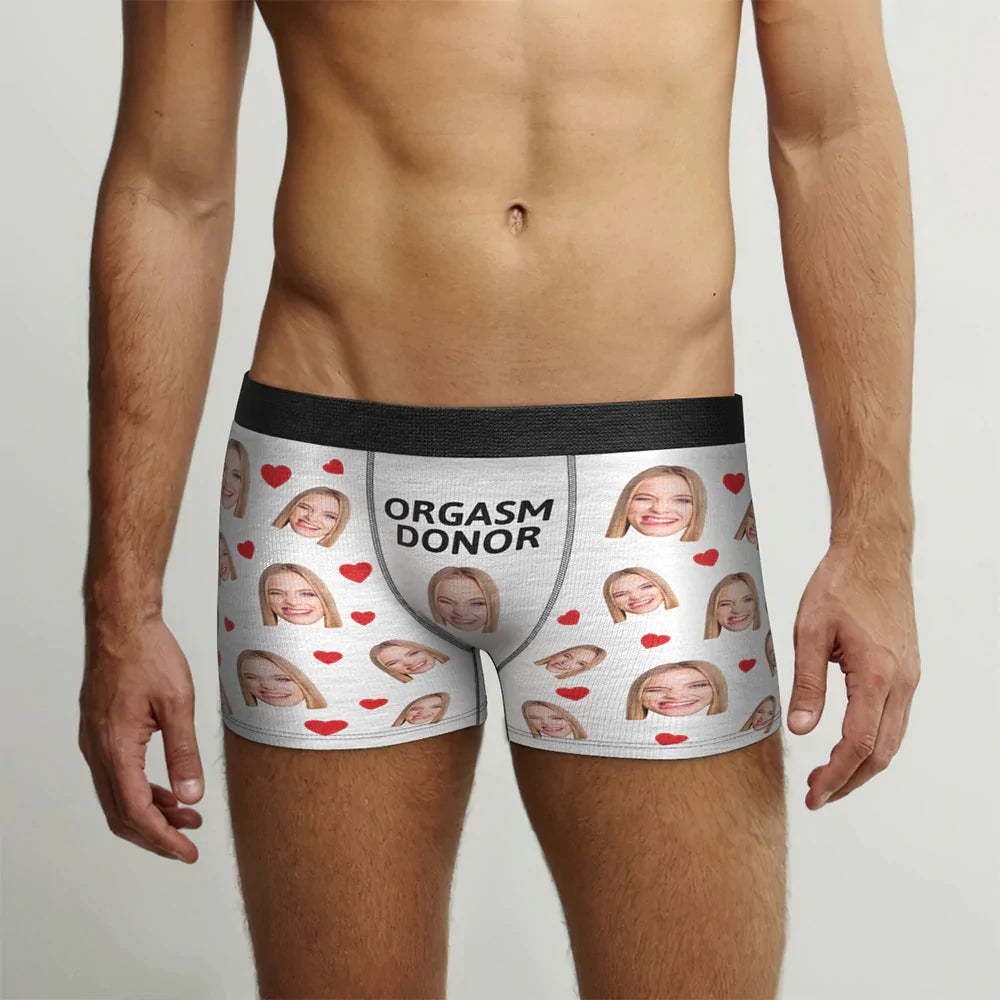 Custom Face Men's Boxers Briefs Personalized Men's Shorts With Photo Orgasm Donor