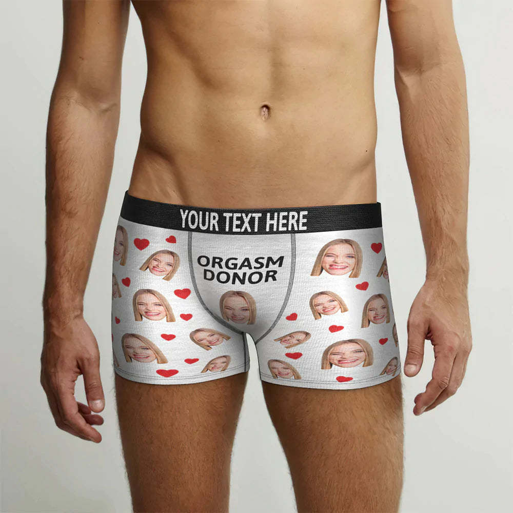 Custom Face Men's Boxers Briefs Personalized Men's Shorts With Photo Orgasm Donor