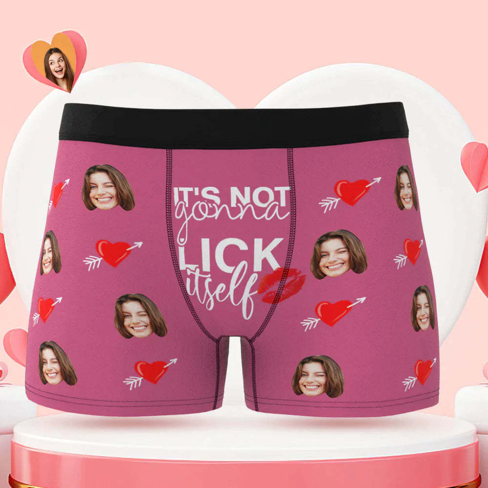 Custom Face Lick Itself Boxer Briefs Personalized Naughty Valentine's Day Gift for Him