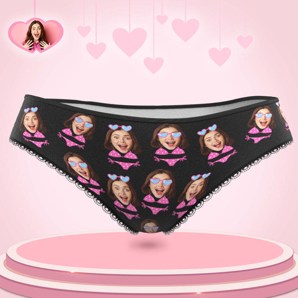 Personalized Bikini Face Panties Custom Womens Photo Black Underwear Funny Gift For Her