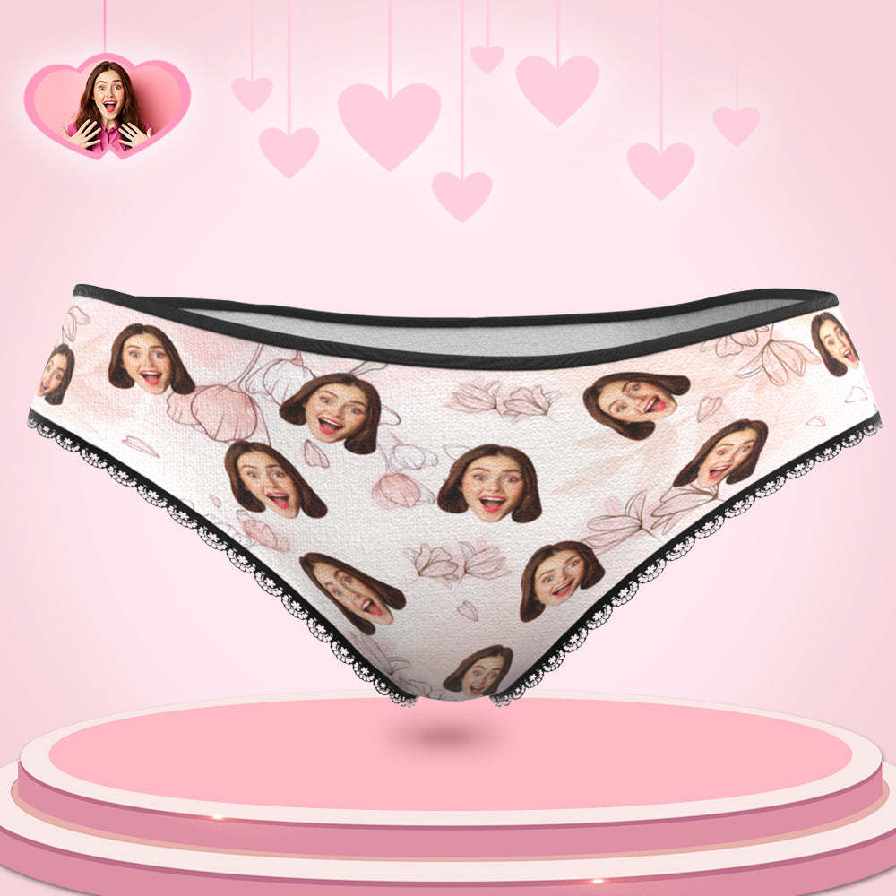 Personalized Face Flowers Panties Custom Womens Photo Underwear Gift For Her