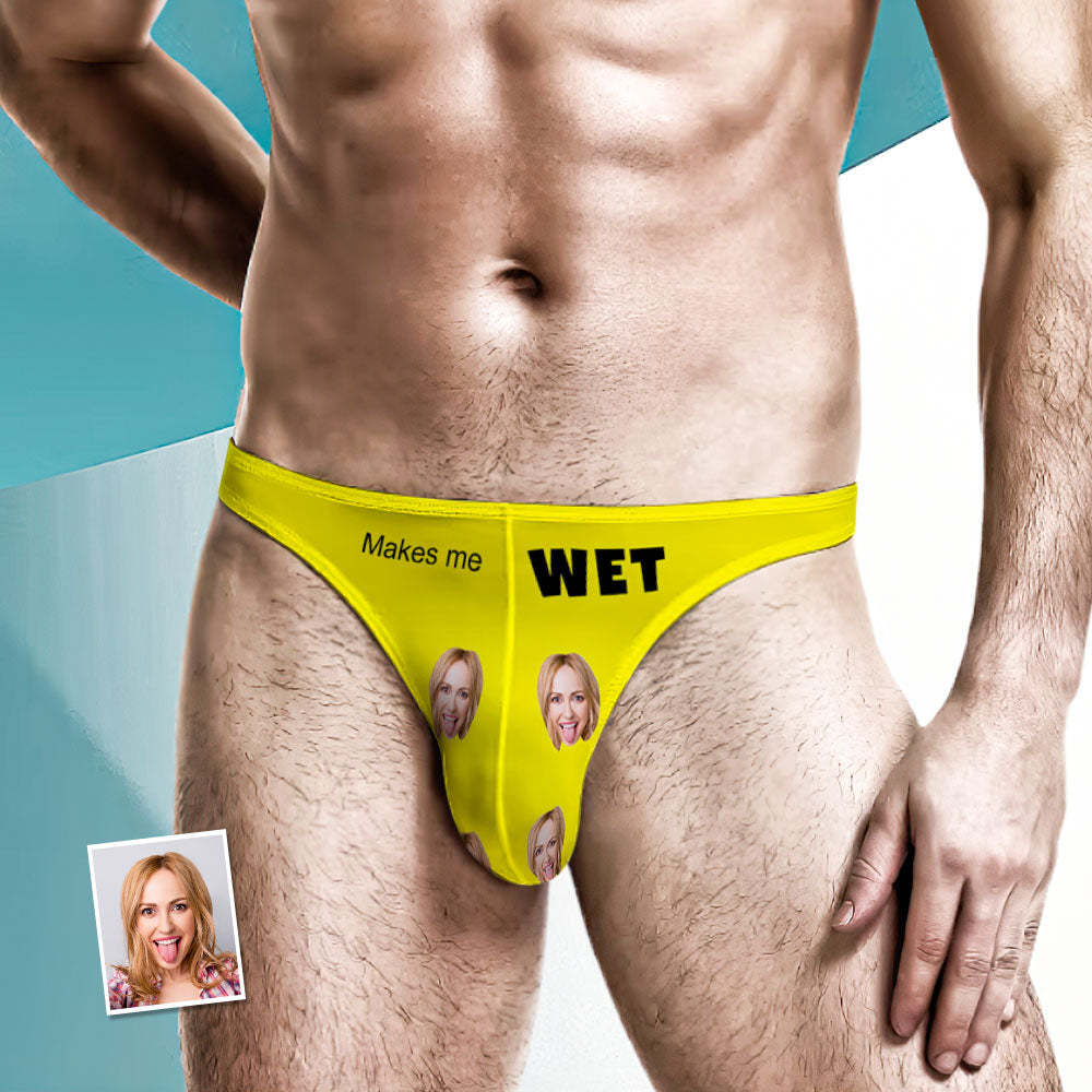 Custom Face Men's Thong - Makes Me Wet Men's Briefs - PhotoBoxer