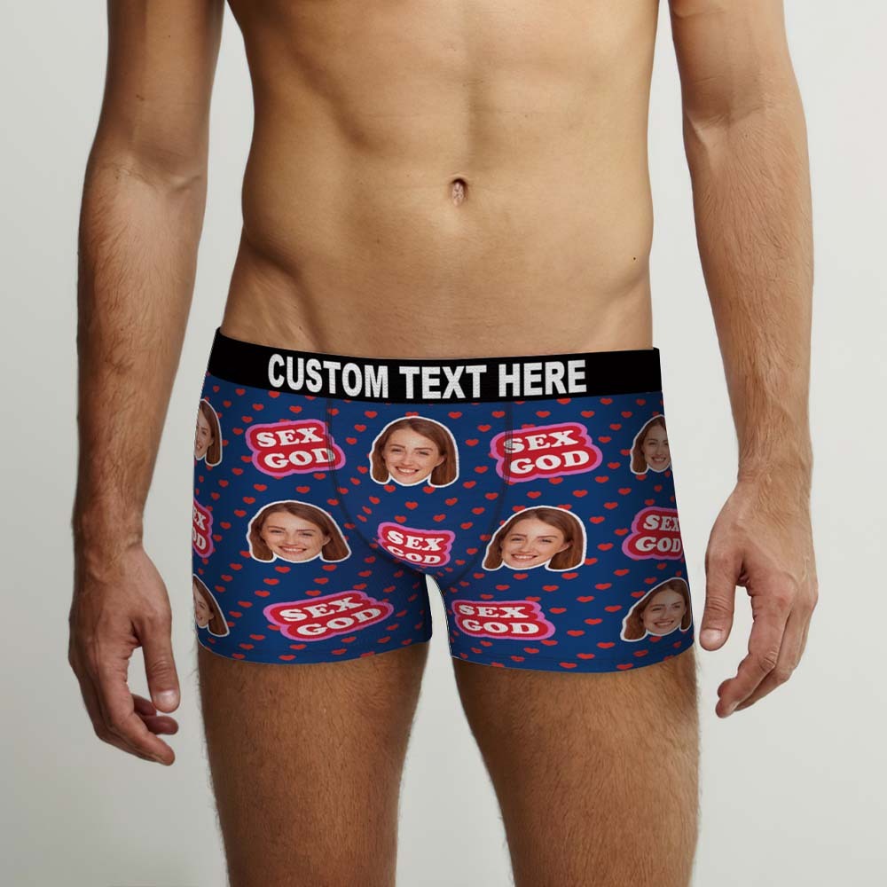 Custom Face Boxers Briefs Personalized Men's Shorts With Photo - Sex God - PhotoBoxer