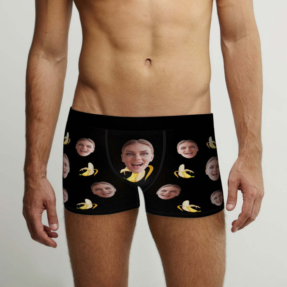Custom Face Boxers Briefs Personalized Men's Underwear Funny Briefs With Photo - Banana - PhotoBoxer