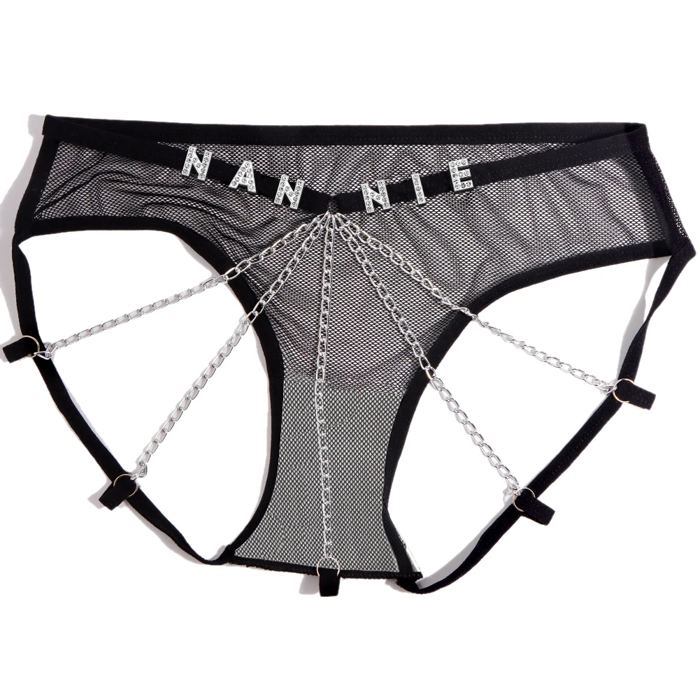 Custom Sexy Thongs with Jewelry Crystal Letter Name Women's Underwear Gift for Her