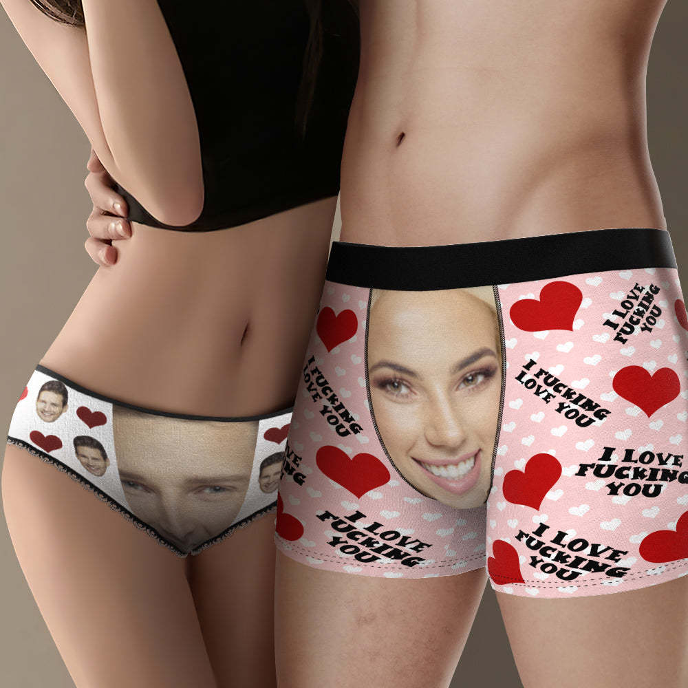 Custom Face Couple Matching Underwear Fucking Love You Personalized Funny Underwear Gift for Lovers