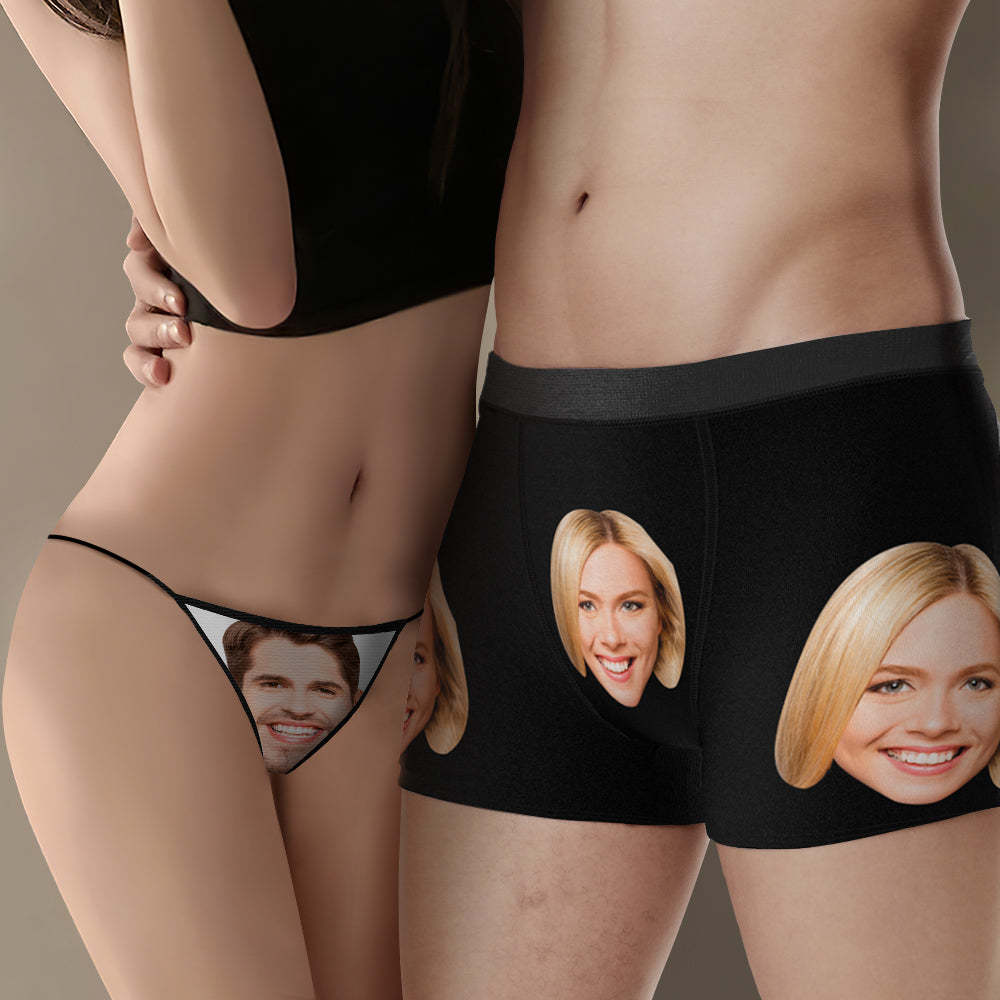 Custom Sexy Face Matching Underwear for Couples Valentine's Day Gift for Lovers