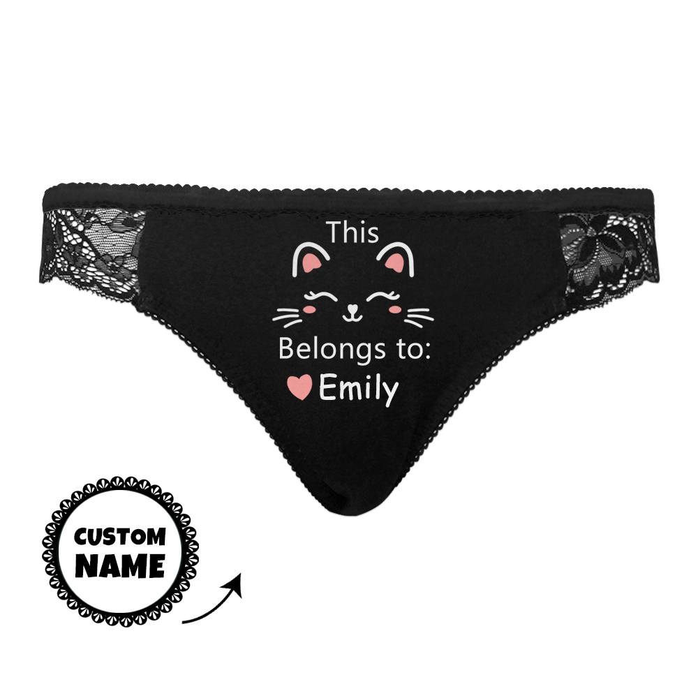 Custom Lace Panty Women Sexy Kitty Panties Best Girfriend Gift Belongs To XX
