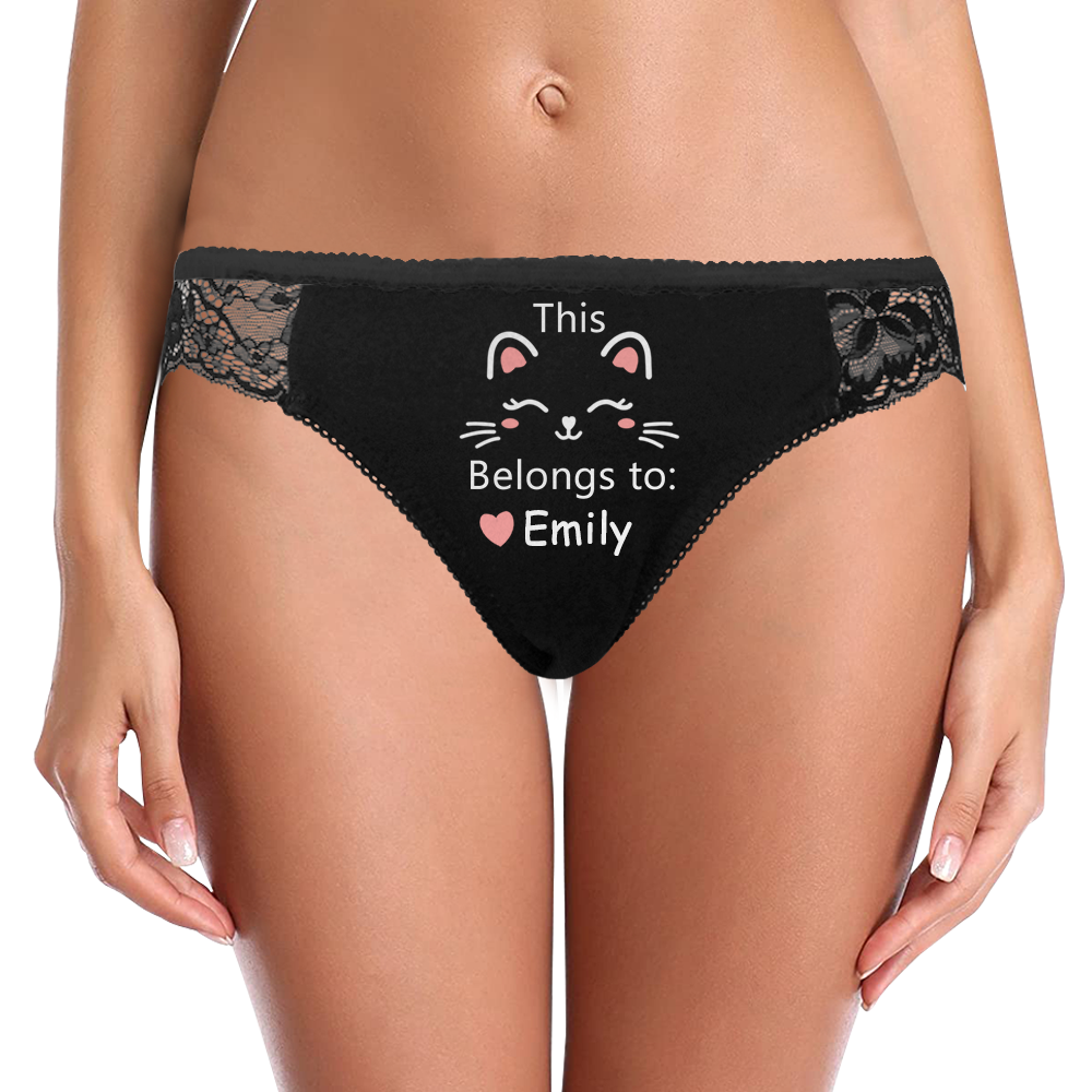 Custom Lace Panty Women Sexy Kitty Panties Best Girfriend Gift Belongs To XX