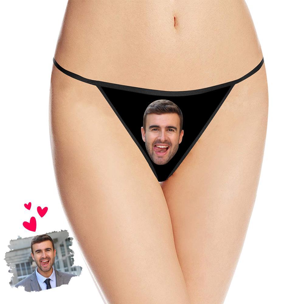 Custom Funny Face Thong Personalized Photo Women's Panties Sexy Funny Customized Gift For Her