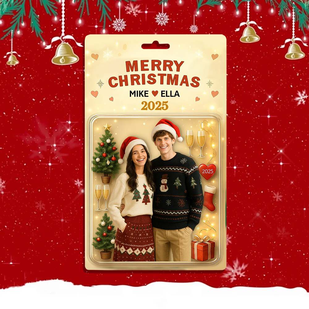 Personalized Christmas Cartoon Action Figure Keychain, A Heartwarming Holiday Keepsake, Best Christmas Gift for Husband, Wife, Family, Mum, Dad - PhotoBoxer