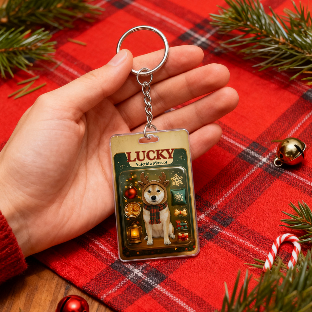 Personalized Squatting Pet Dog Keychain A Heartwarming Holiday Keepsake Unique Gift for Dog Lovers - PhotoBoxer